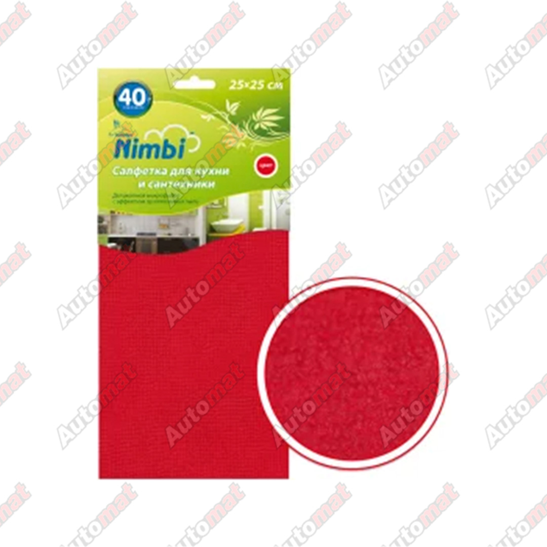 Салфетка "Kolibriya" Nimbi-40 Дом-Офис, Микрофибра 25х25см, для Кухни, Красная (1/200)