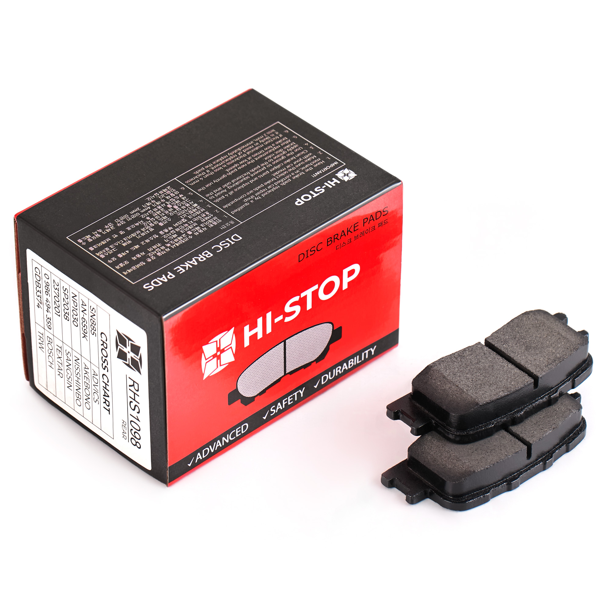 Колодки тормозные дисковые HI-STOP RHS1098 / SN885 / AN-659K / NP1030 / 0 986 494 359 / SP2038 / 2370201 / GDB3374