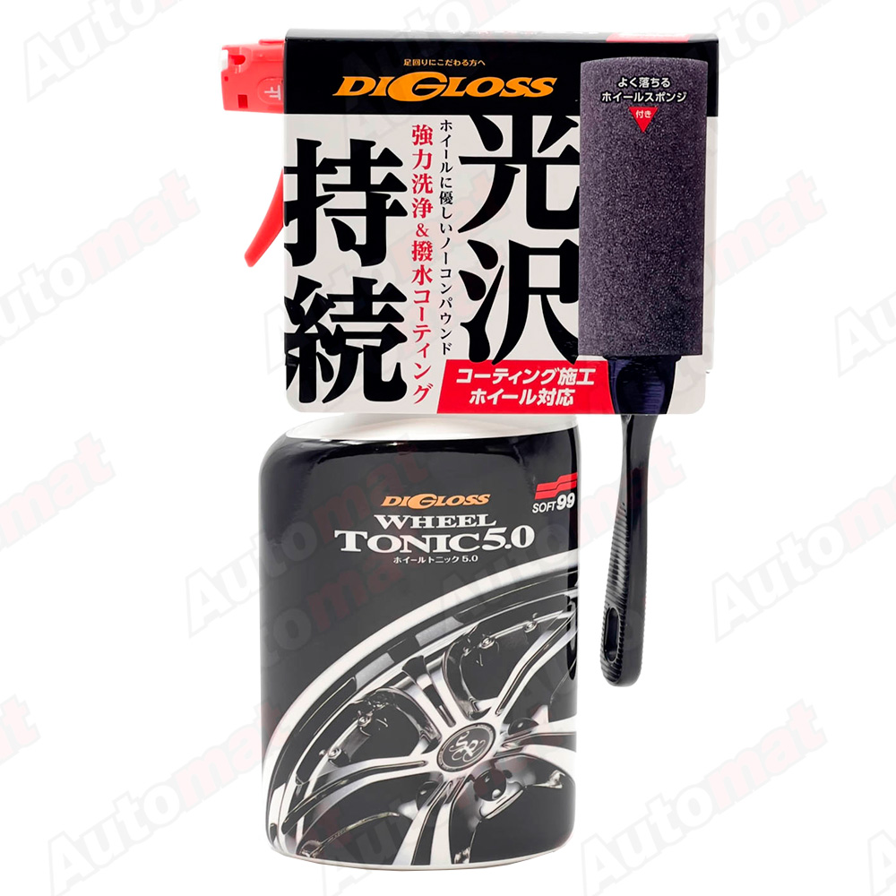 Очиститель-полироль колёсных дисков Soft99 DiGloss Wheel Tonic 5.0, для любых сплавов, с водоотталкивающим эффектом, бутылка с триггером 400мл