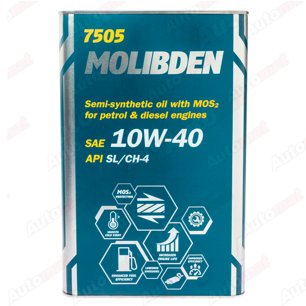 Моторное масло MANNOL 7505 MOLIBDEN 10W-40 SL/CH-4 SEMI-SYNTHETIC, 4л