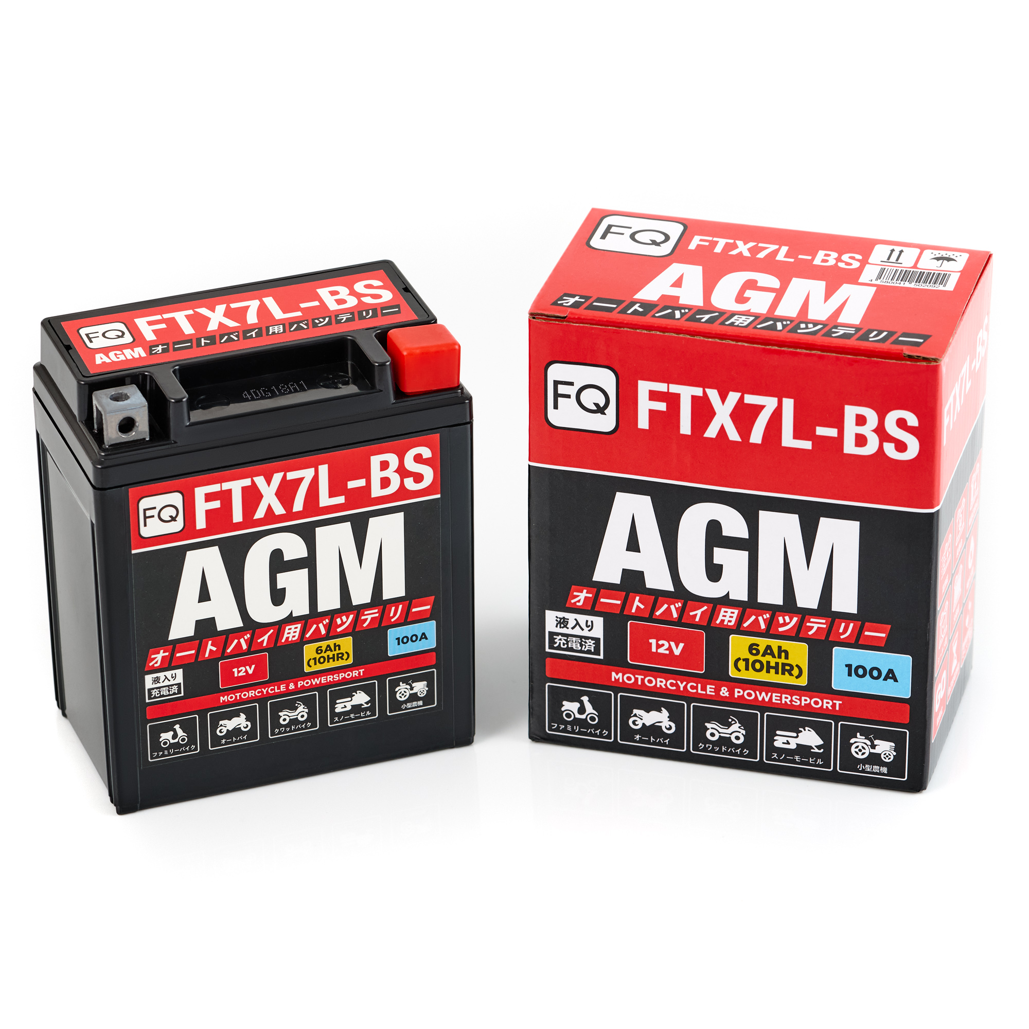 Мото аккумулятор FQ 6Ah FTX7L-BS AGM