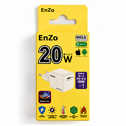 Сетевое зарядное устройство EnZo GaN PRO USB Type-C 20W PD/QC белый W20-1C