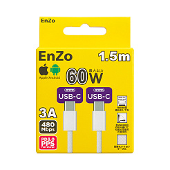 Кабель EnZo USB Type-C USB Type-C плетеный белый 1.5м CC60W-BB1.5